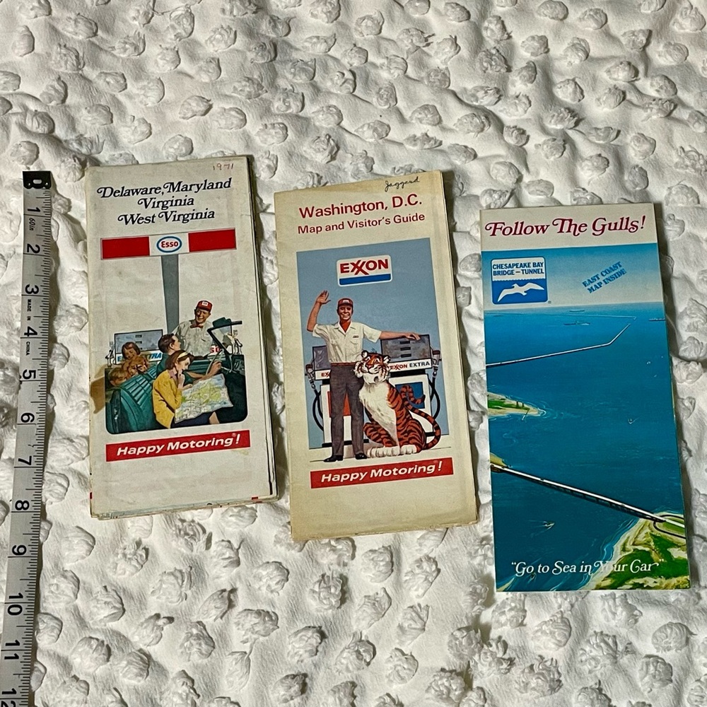 3 Vintage Maps: Washington D.C., Chesapeake Bay Bridge, DE, MD, VA, West VA